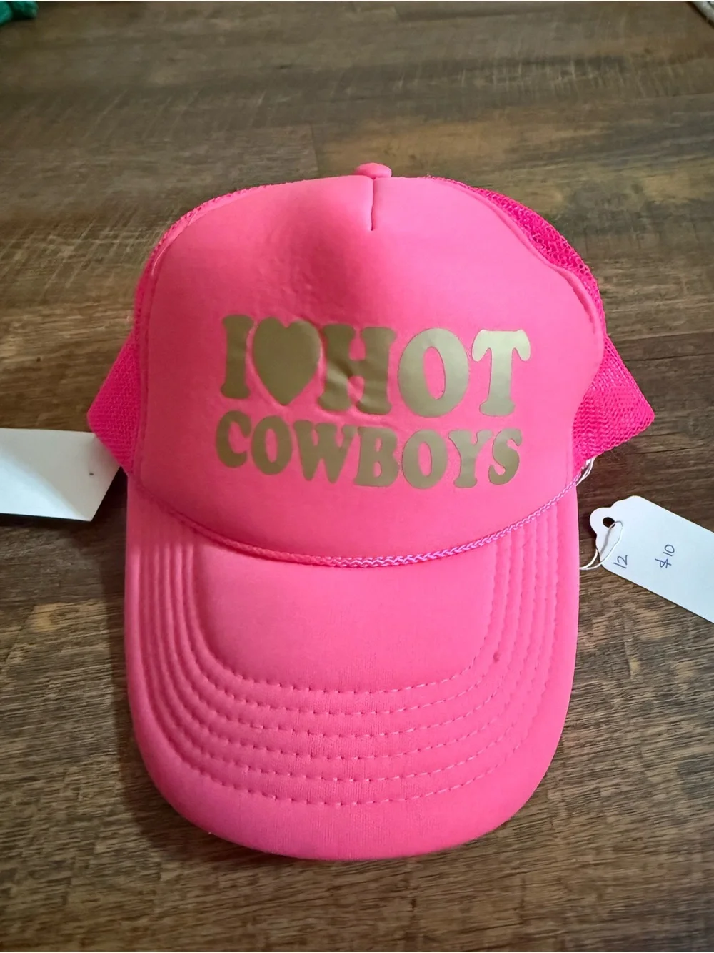 Hot Pink “I ♥ Hot Cowboys” Trucker Hat 🤠💗